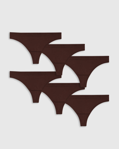 Smoothing Comfort Thong (6-Pack) - XS / Cocoa