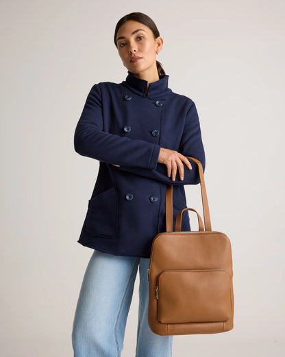 Italian Leather Convertible Backpack - One Size / Black