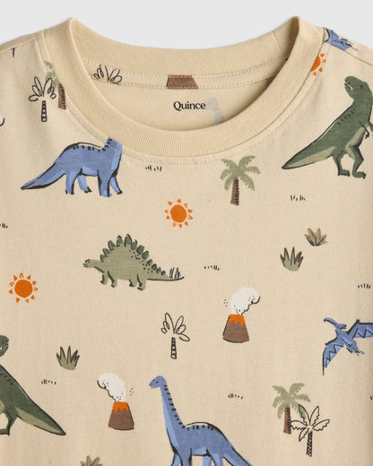 100% Organic Cotton Jersey Long Sleeve Tee - 2T / Dino Sketch