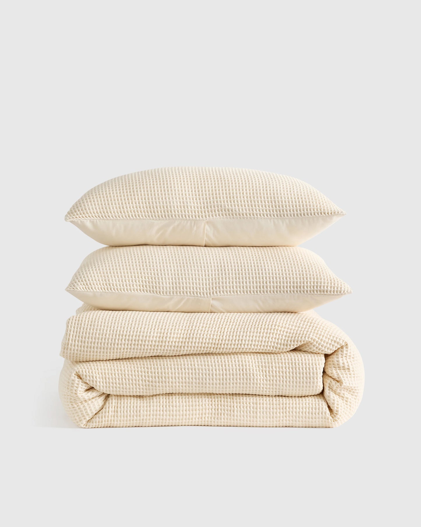 Organic Waffle Duvet Cover Set - Twin / White