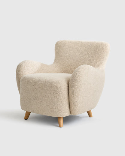 Teddy Boucle Petite Wingback Accent Chair - One Size / Oatmeal