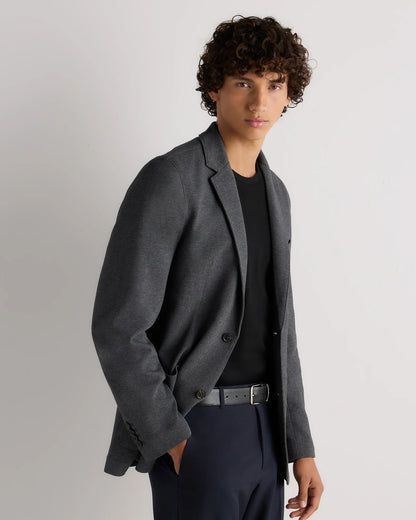 Cotton Pique Knit Blazer - XS / Heather Charcoal