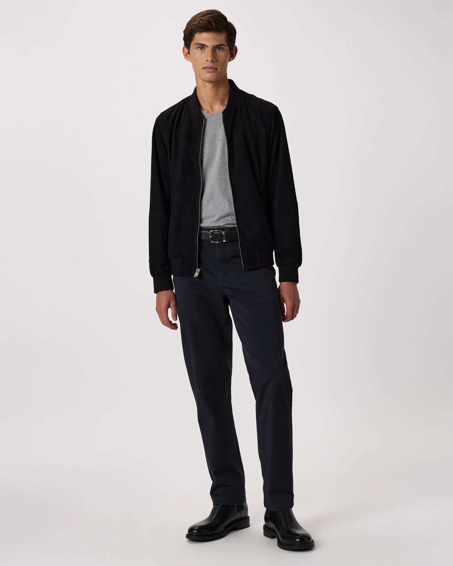 100% Suede Bomber Jacket - XS / True Black