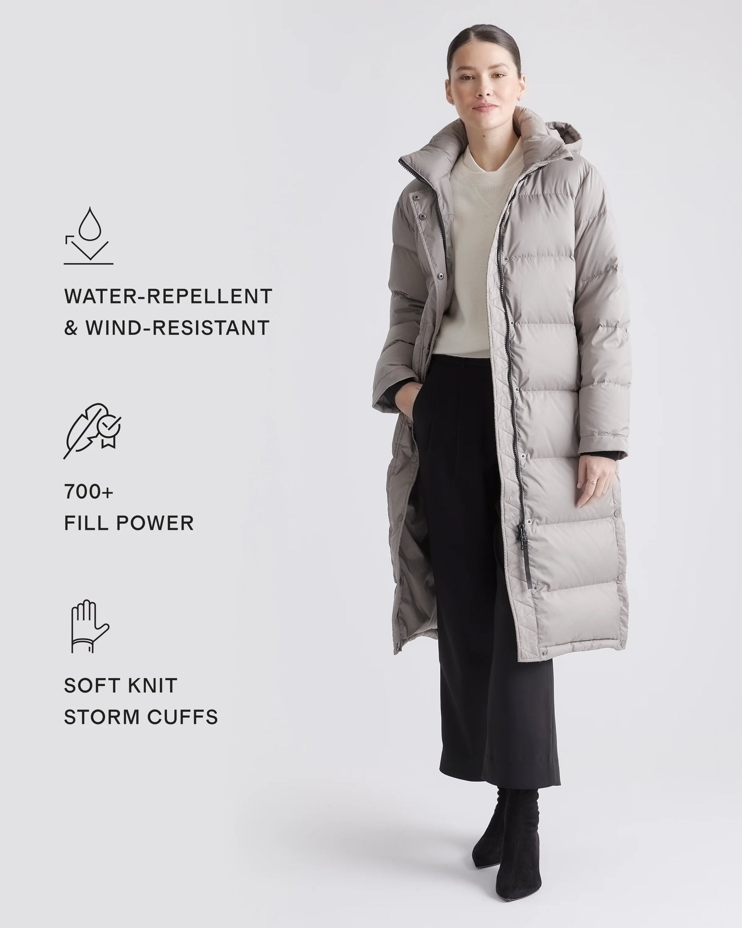 Responsible Down Long Puffer Jacket - XS / Black