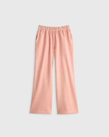 Girls Organic Cotton French Terry Wide Leg Pant - 6 / Pink Rose
