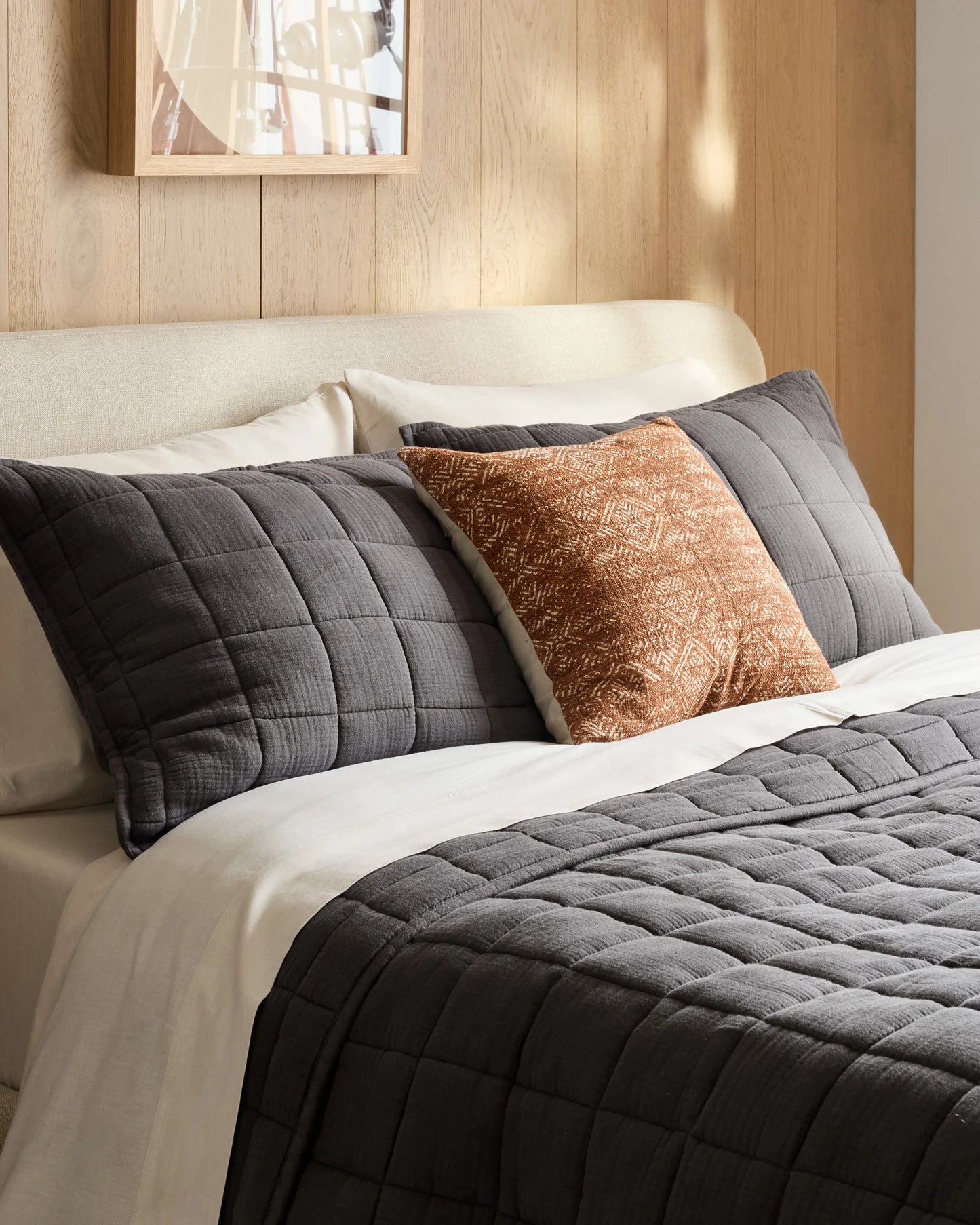 Organic Cotton Gauze Box Quilt Set - Twin / Mineral