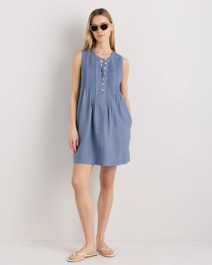 100% European Linen Sleeveless Swing Dress - XS / Classic Mini Gingham