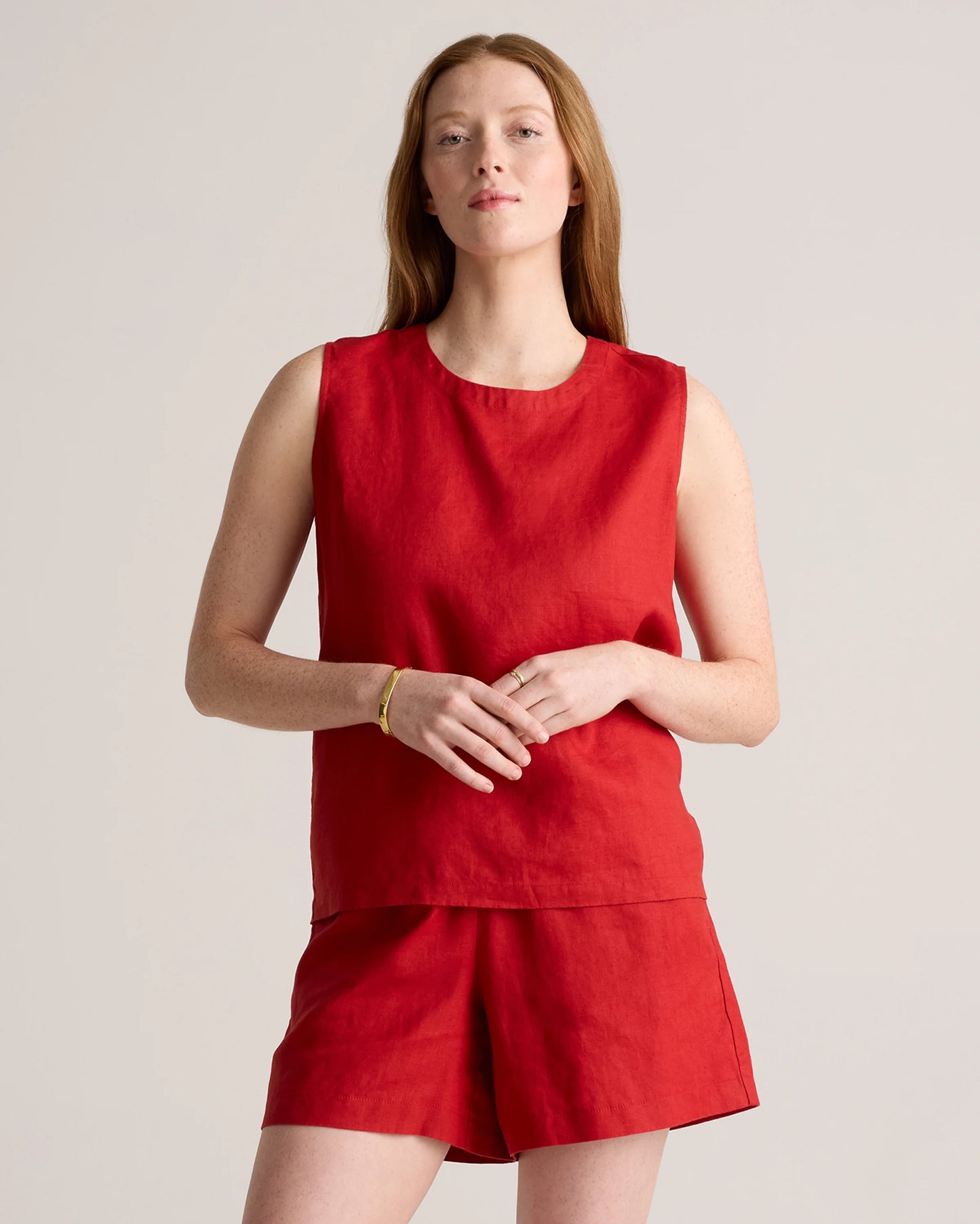100% European Linen Tank - XS / Black
