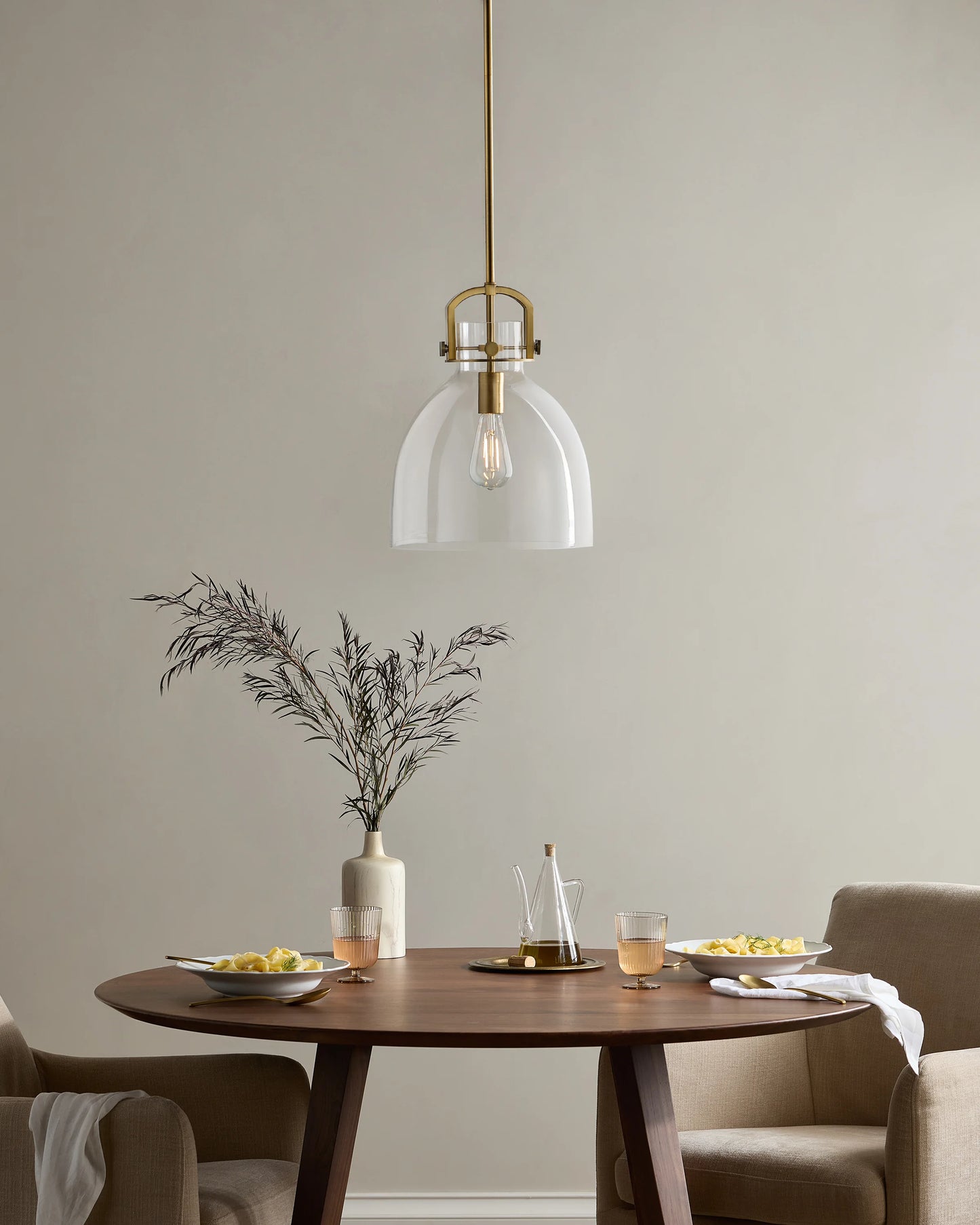 Minimalist Glass Bell Pendant Light - One Size / Brass