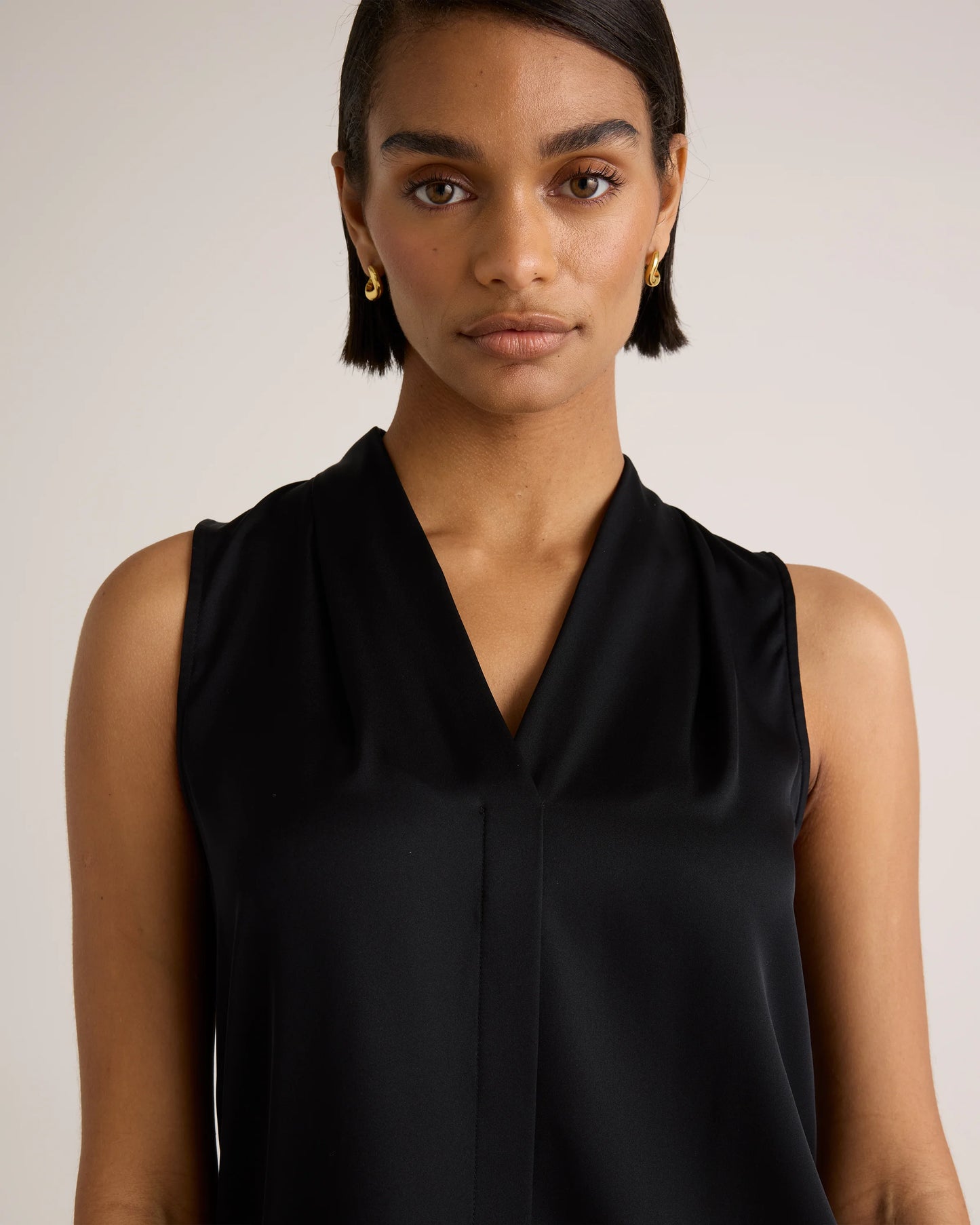 Washable Stretch Silk Sleeveless Blouse - XS / Black