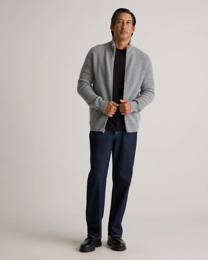 Mongolian Cashmere Fisherman Full Zip Sweater - S / Teak