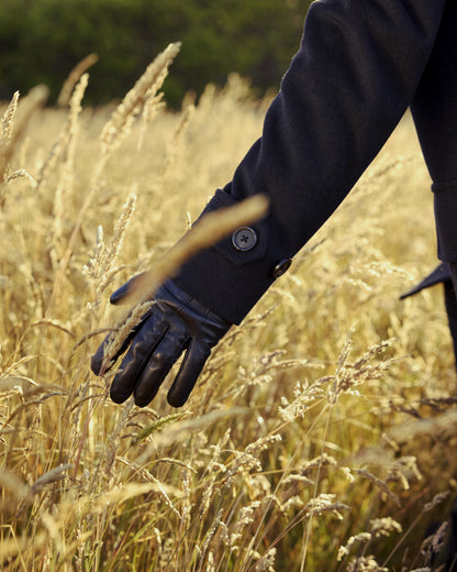 Cashmere Lined Leather Gloves - S / Black