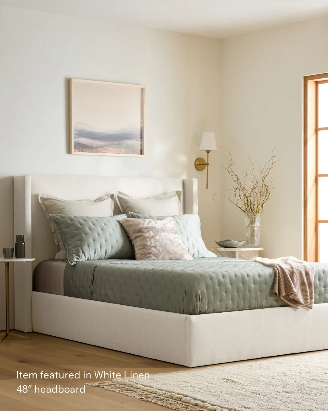 100% Linen Wingback Bed - Full / Canvas