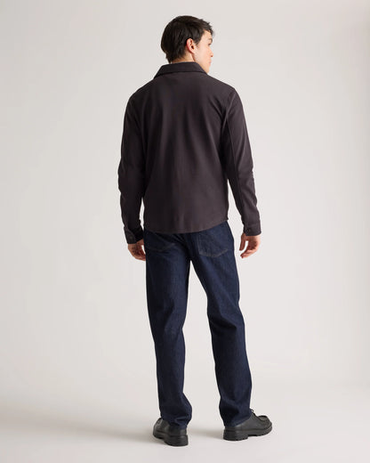 Cotton Pique Knit Overshirt - XS / Heather Charcoal