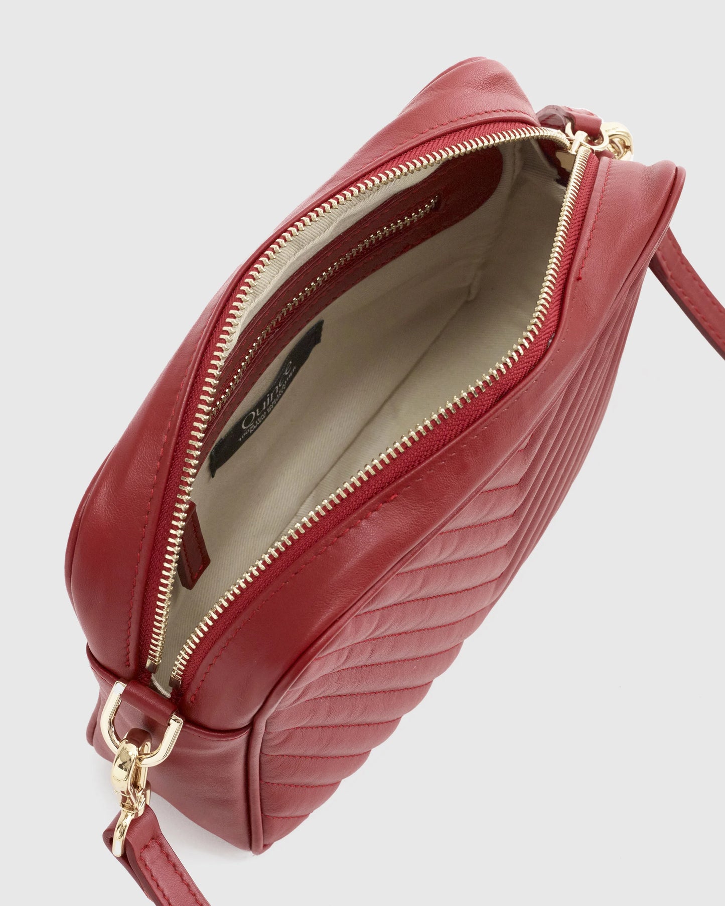 Italian Leather Quilted Crossbody Bag - One Size / Black