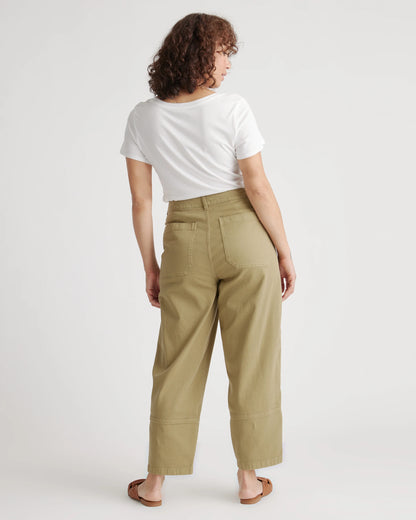 Organic Stretch Cotton Twill Barrel Pants - 0 / Olive