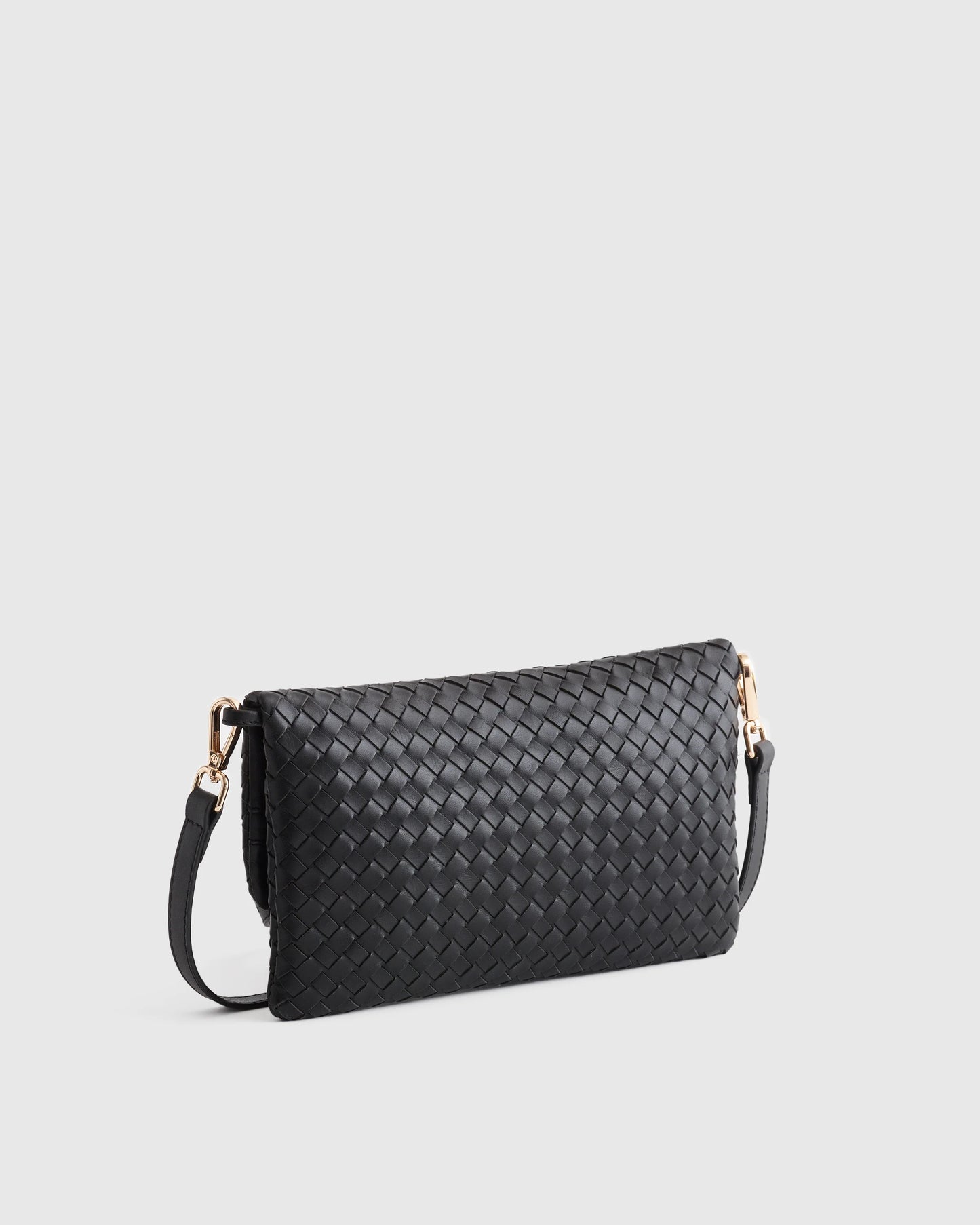 Italian Leather Handwoven Convertible Clutch - One Size / Cognac