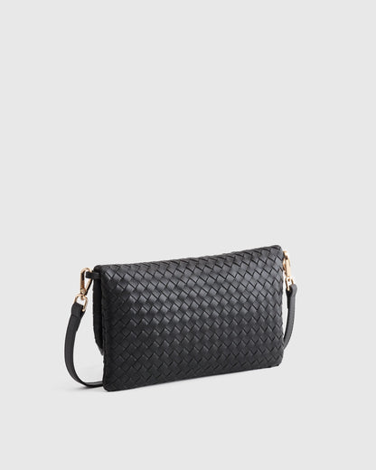 Italian Leather Handwoven Convertible Clutch - One Size / Cognac
