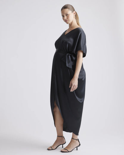 100% Washable Silk Maternity Dress - XS / Black