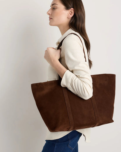 Italian Suede Everyday Tote - One Size / Whiskey