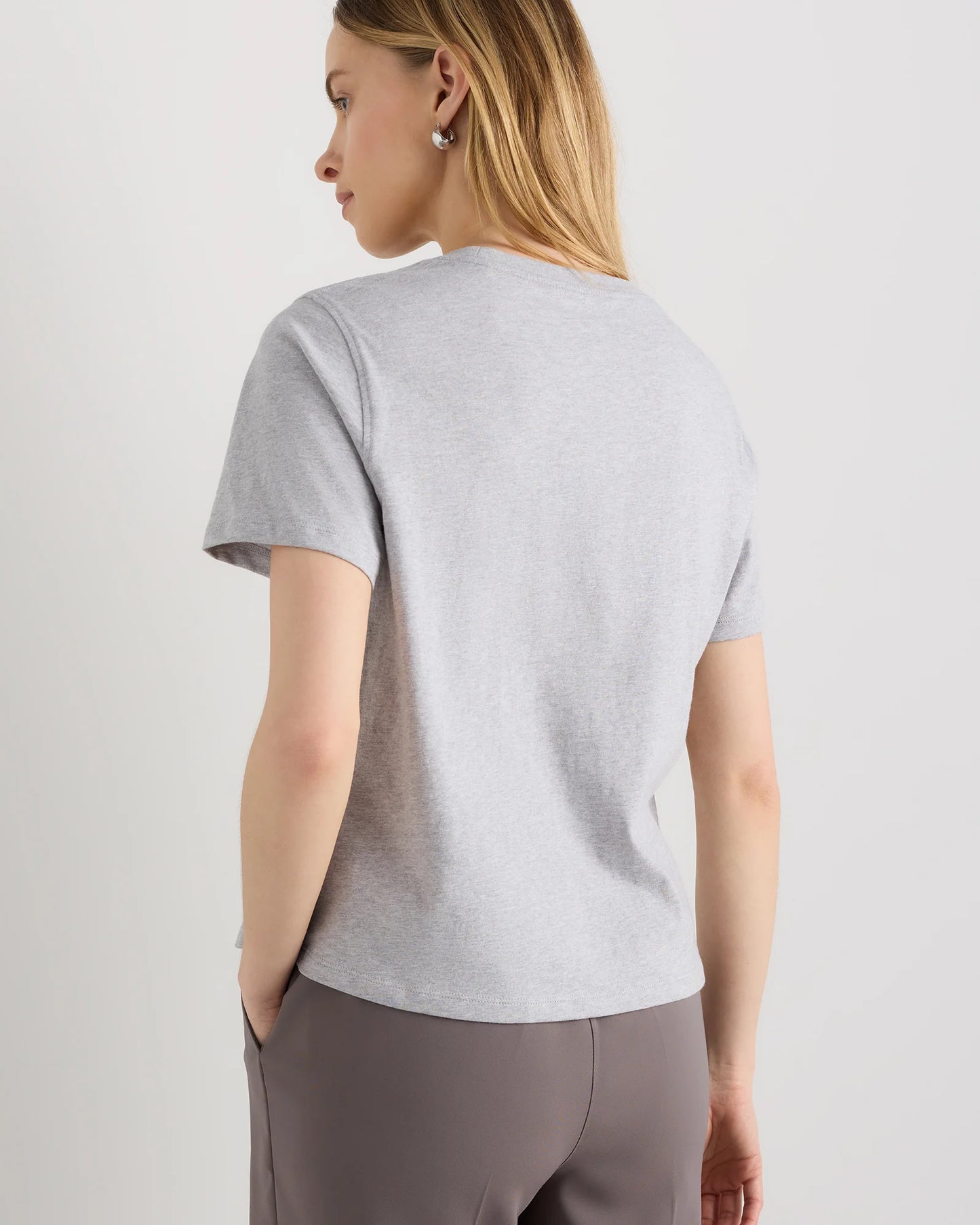 100% Organic Cotton Boxy Crewneck Tee - XS / Shell Pink
