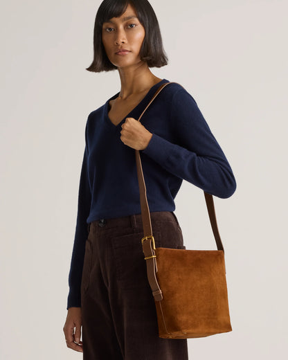 Italian Suede Bucket Crossbody - One Size / Sand
