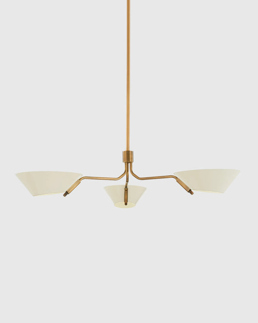 Mid-Century Armed Iron Chandelier - One Size / Sand