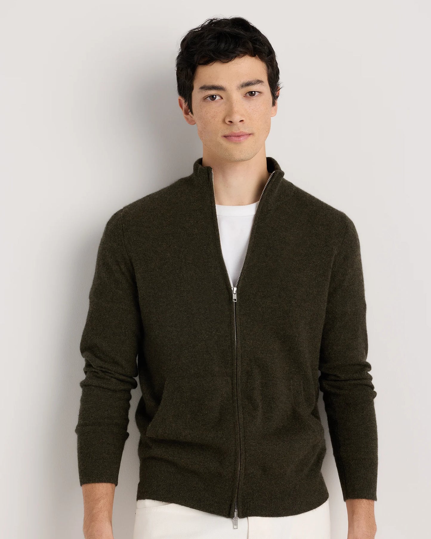 Mongolian Cashmere Full Zip Sweater - S / Teak