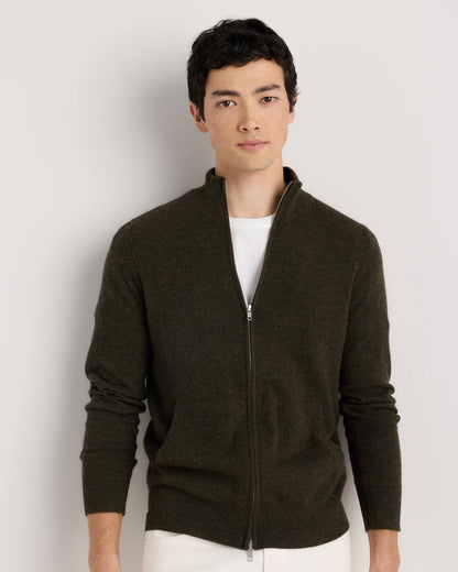 Mongolian Cashmere Full Zip Sweater - S / Teak