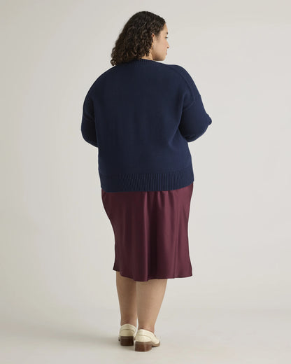 100% Organic Cotton Boyfriend Crew Sweater - 1X / Shell Pink