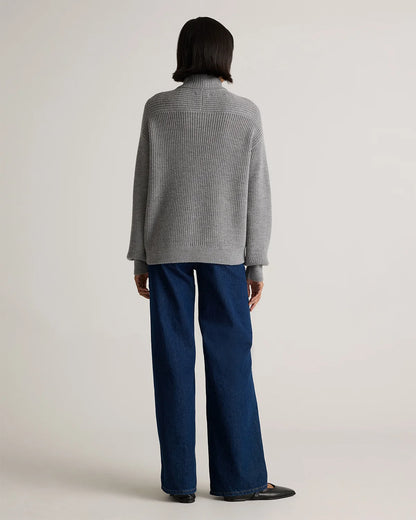 Australian Merino Wool Half Zip Sweater - XS / Heather Grey