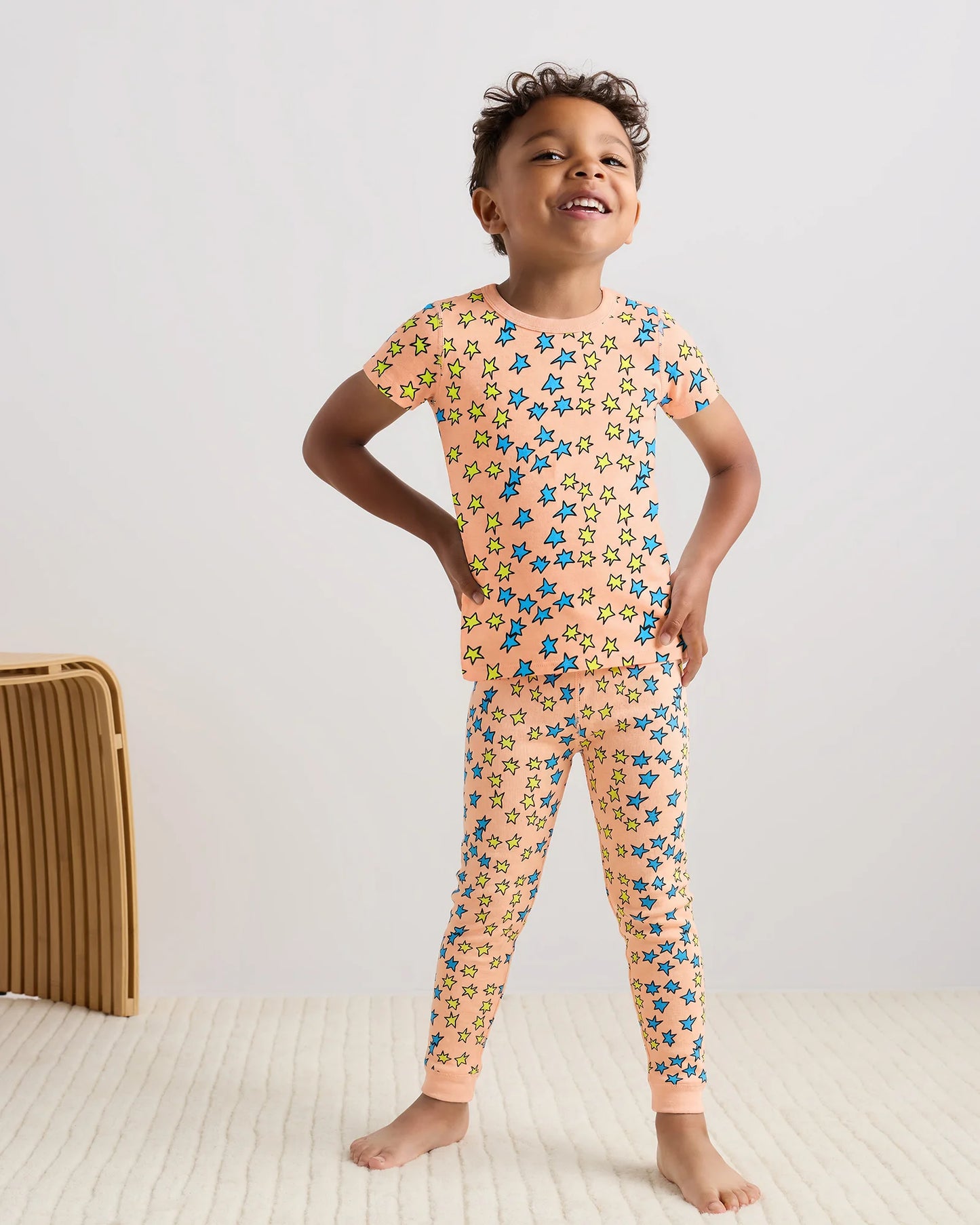 100% Organic Cotton Short Sleeve and Pant Pajama Set - 2T / Planets