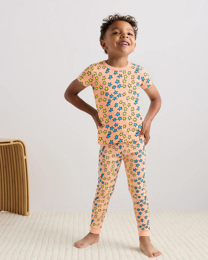 100% Organic Cotton Short Sleeve and Pant Pajama Set - 2T / Planets