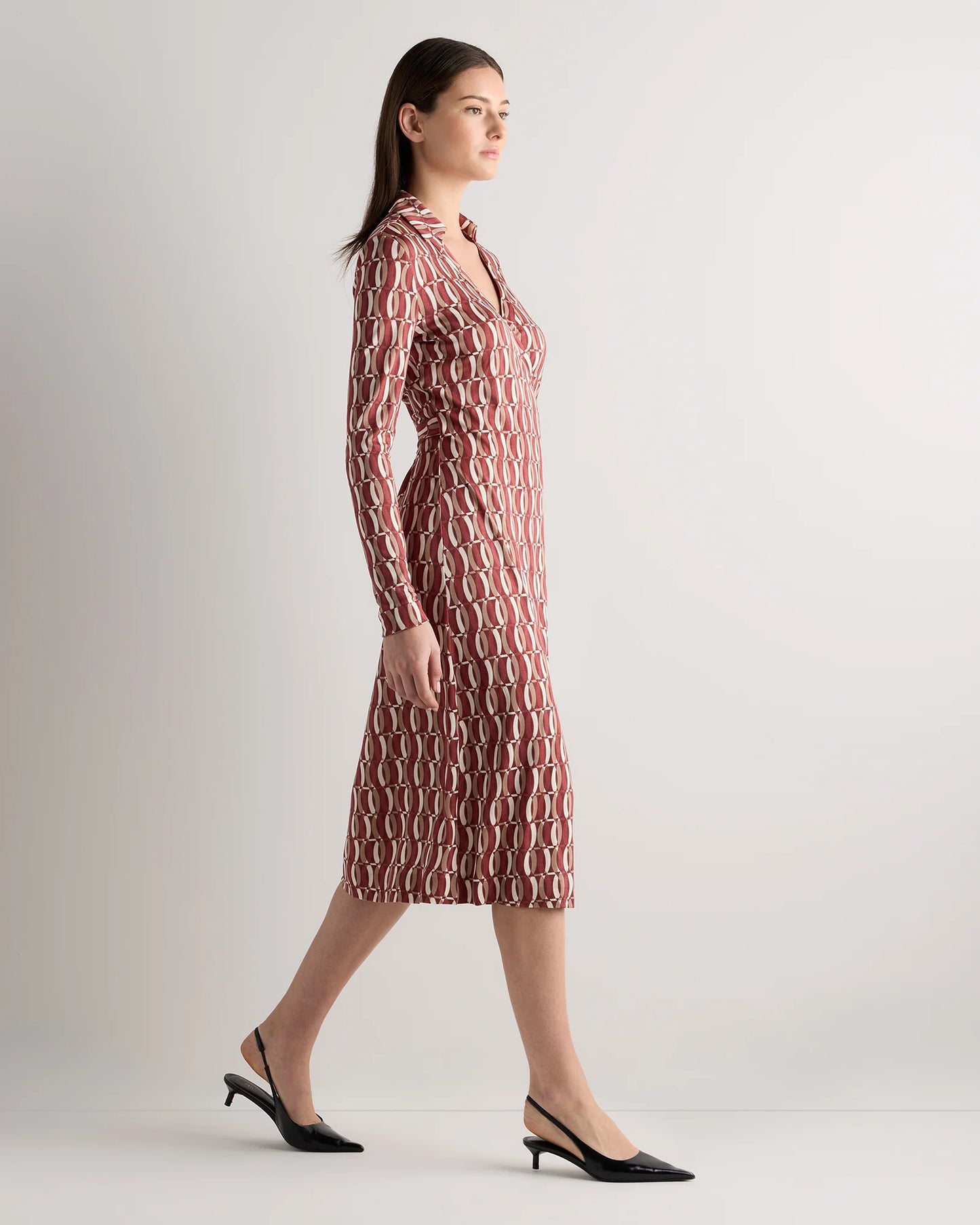 100% Silk Jersey Midi Wrap Dress - XS / Crimson Prism