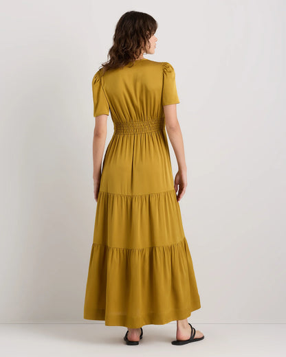 Washable Stretch Silk Tiered Maxi Dress - XS / Navy