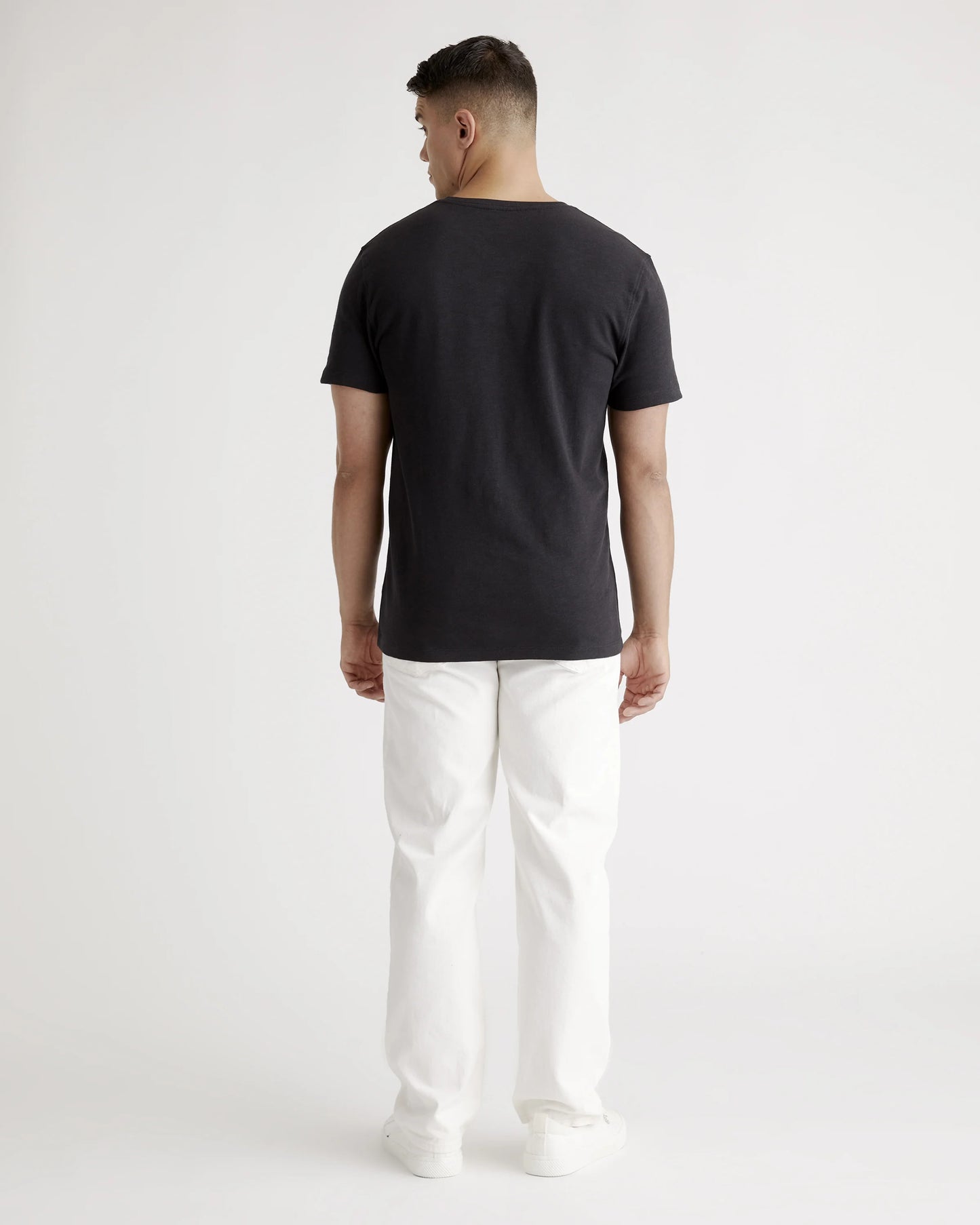 100% Organic Cotton Slub V-Neck Tee - S / Heather Grey
