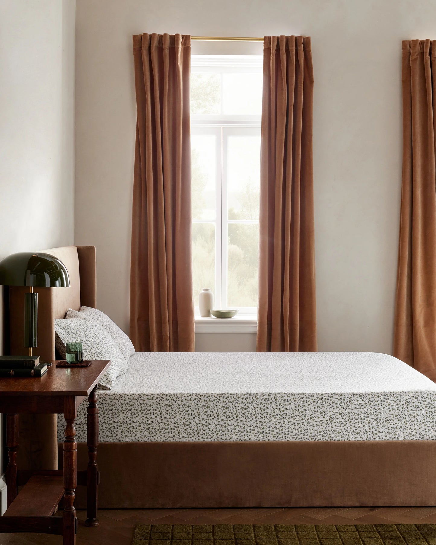 Organic Crisp Percale Floral Fitted Sheet Set - Twin / Toffee Florette