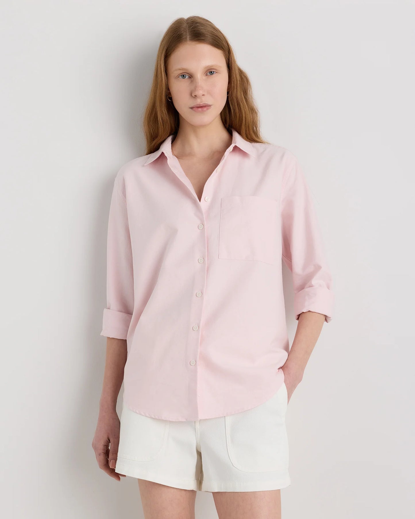 Organic Cotton Relaxed Oxford Shirt - XS / Opal Pink