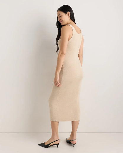 Lightweight Cotton Cashmere Maternity Fitted Midi Dress - XS / Mountain Spring Blue