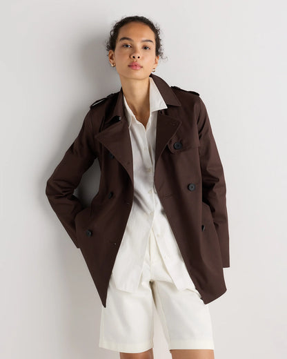 Comfort Stretch Short Trench Coat - XS / Coffee Bean Brown