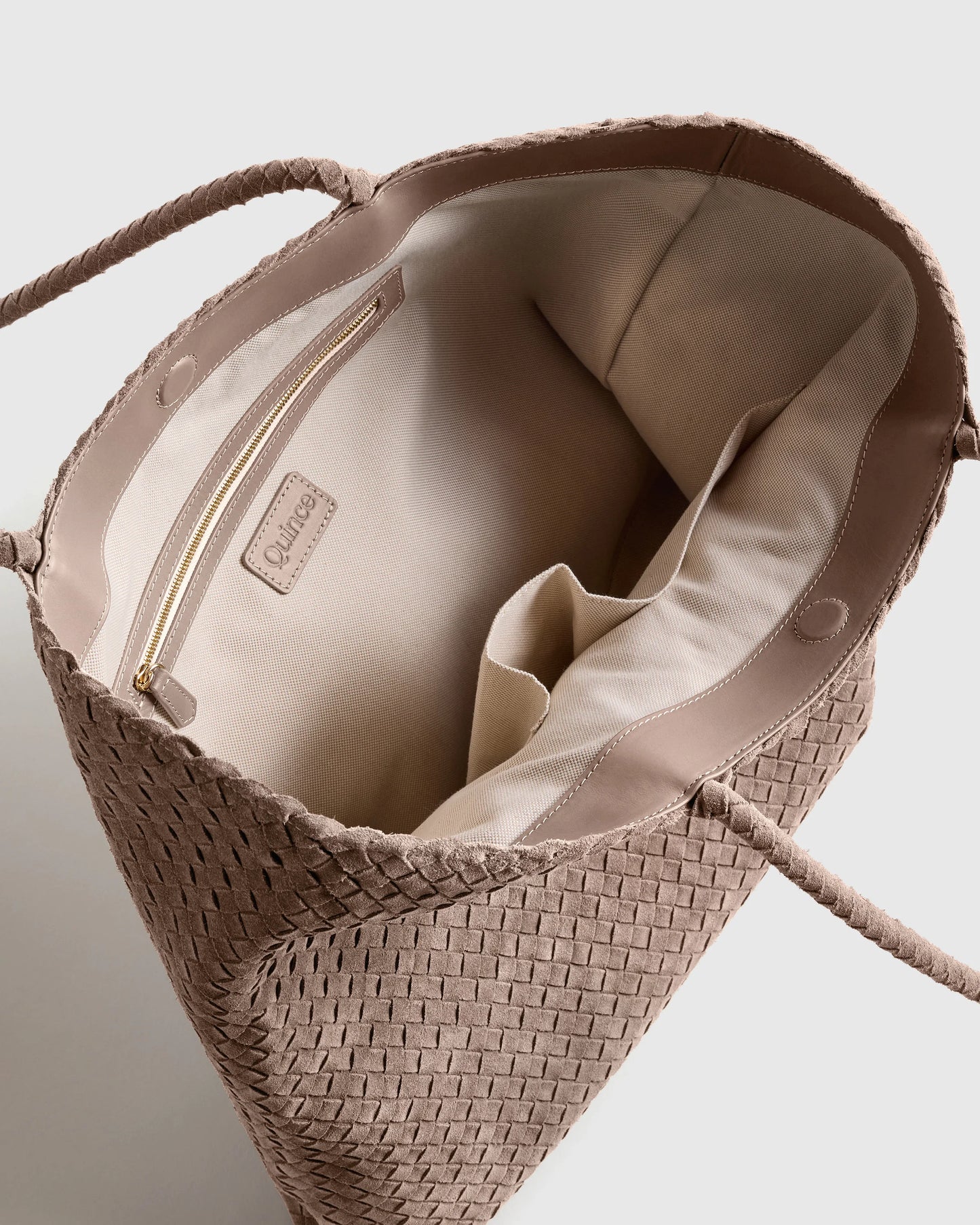 Siena Suede Handwoven Tote - One Size / Pebble
