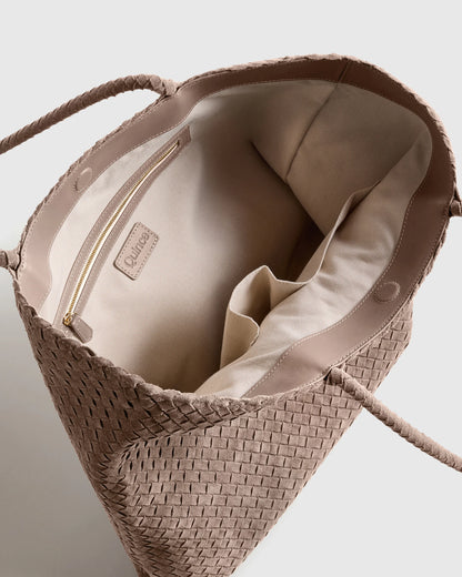 Siena Suede Handwoven Tote - One Size / Pebble