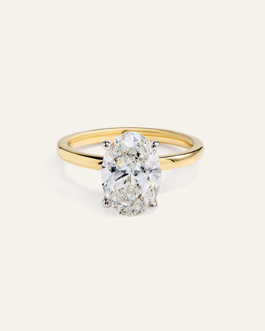 Lab Grown Diamond Oval Comfort Fit Engagement Ring - 3ct - 4 / Yellow Gold