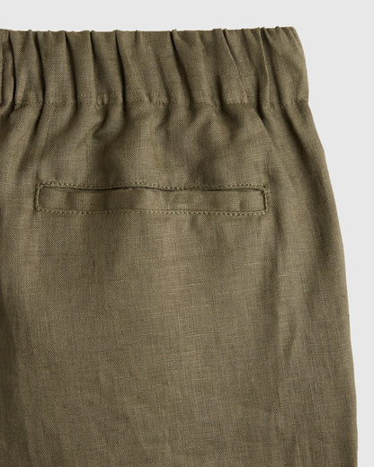 100% European Linen Pull-On Shorts - 2T / Blue Pinstripe