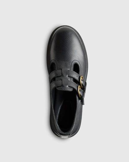 Italian Leather Lug Sole Mary Jane - 5 / Black