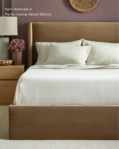 Wingback Bed in Performance Velvet - Full / Butterscotch