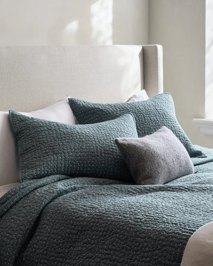 Organic Cotton Hand Stitched Quilt - Twin / Stone