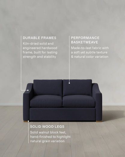 Hollis Slope Arm Sofa in Performance Basketweave - 72" / Flax