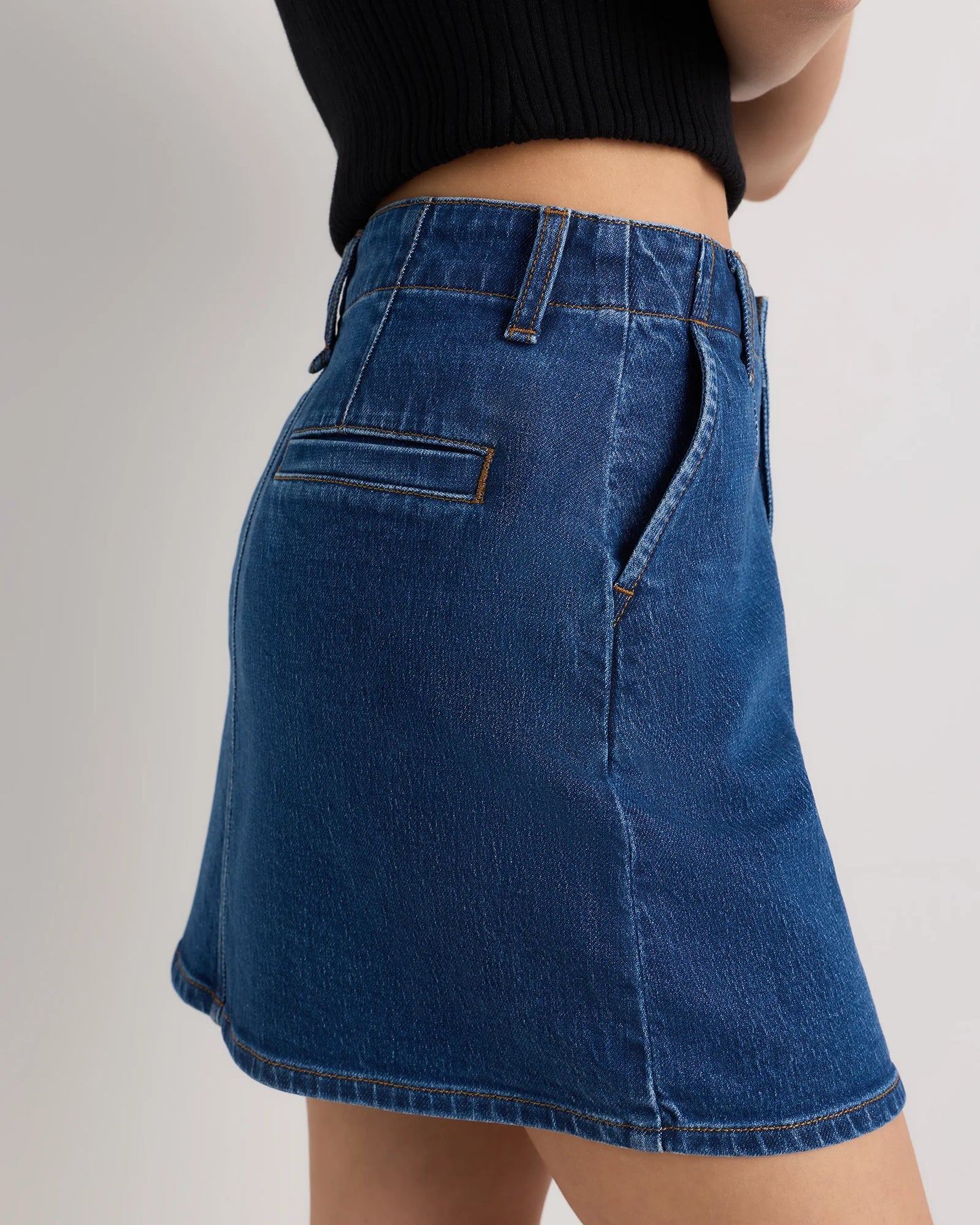 Stretch Denim Mini Skirt - 24 / Obsidian Blue
