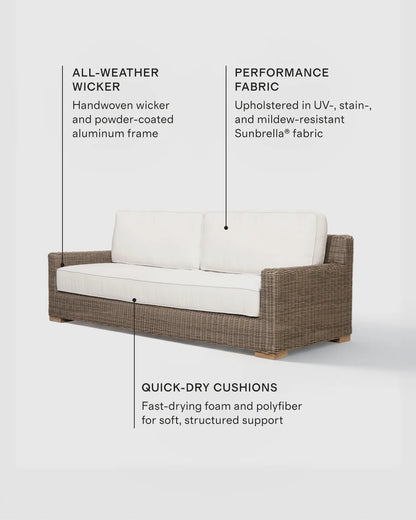 Classic All-Weather Wicker Outdoor Sofa - 86" / Natural Weave